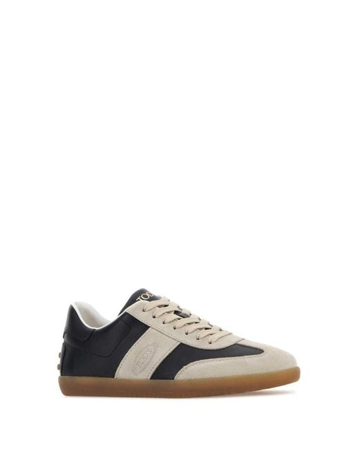 Tod's Black Two-Tone Leather And Suede Sneakers