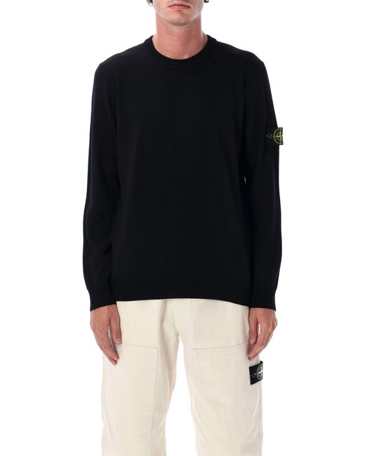 Stone Island Black Wool Crewneck Jumper for men