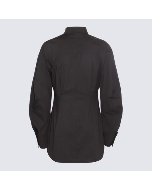 The Attico Black Cotton Cut Out Bustier Shirt Dress