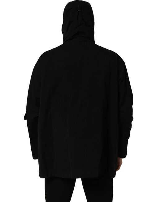 Dolce & Gabbana Black Nylon Hooded Windbreaker Jacket Clothing for men