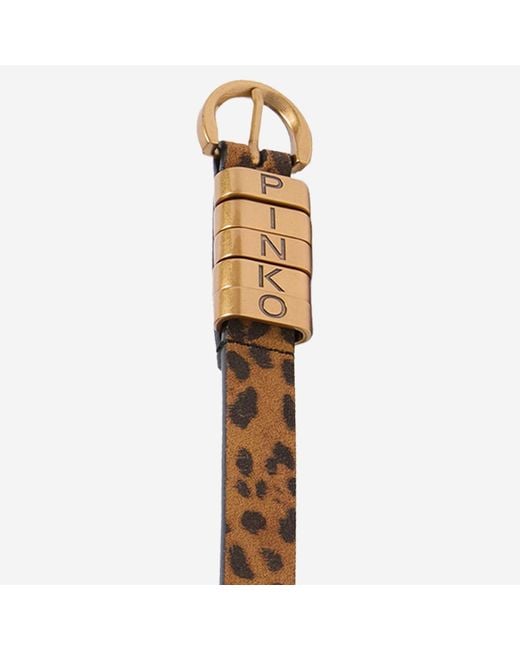 Pinko Metallic Suede Leather Belt With Logo