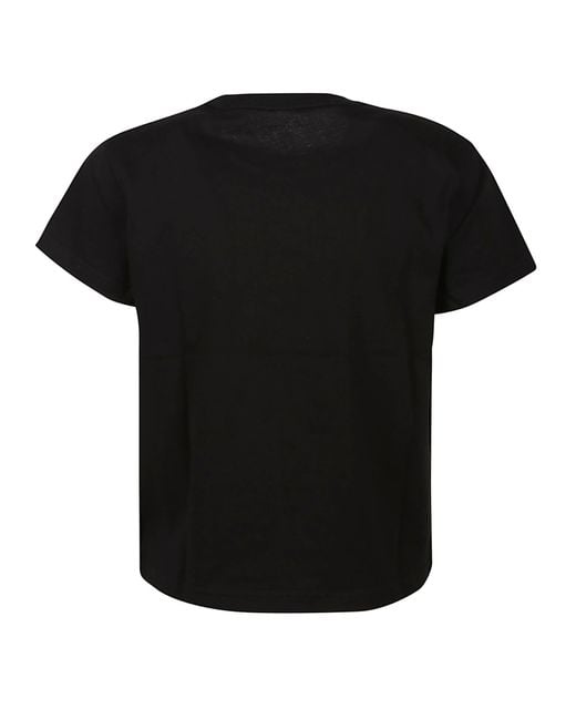 T By Alexander Wang Black Puff Logo Bound Neck Essential Shrunk T-shirt