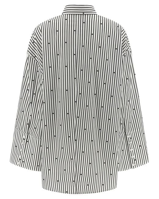 ROTATE BIRGER CHRISTENSEN Gray Poplin Oversized Striped' Shirt