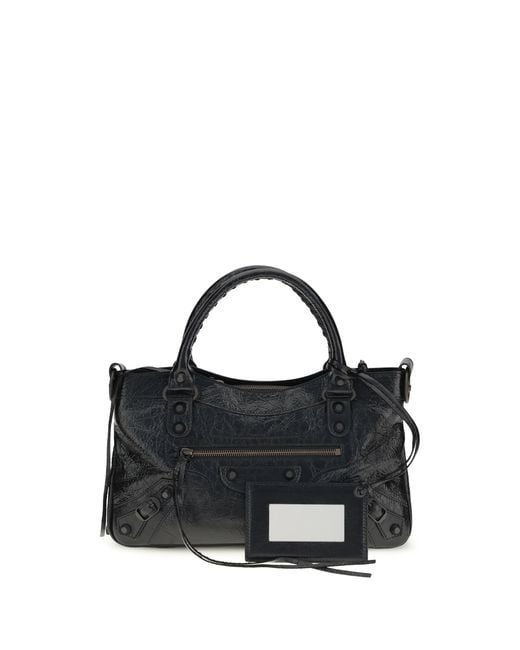 Balenciaga Black City First Shoulder Bag Lamb Ovis Aries Aries; Cotton