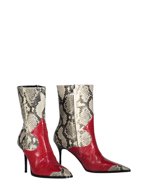 Missoni Red Snakeskin Print Heels Ankle Boots