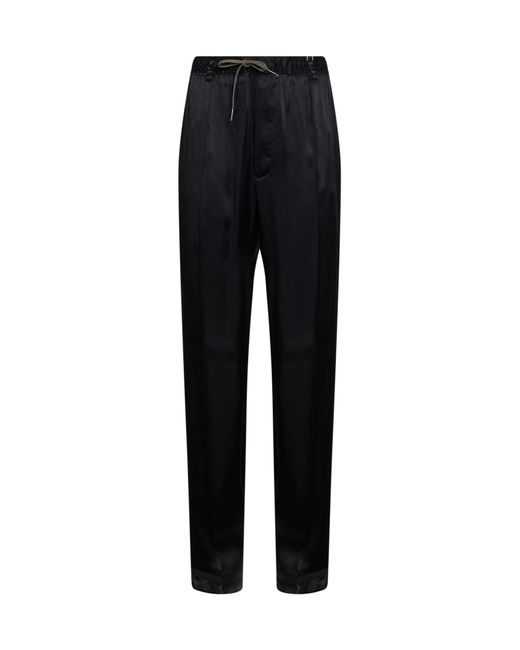 Maison Margiela Black Satin Drawstring Trousers
