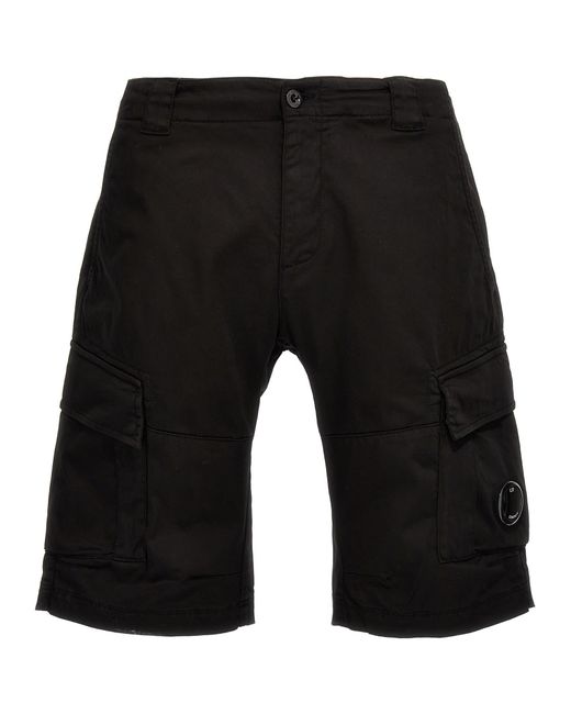 C P Company Black Stretch Steen Cargo Bermuda, Short for men