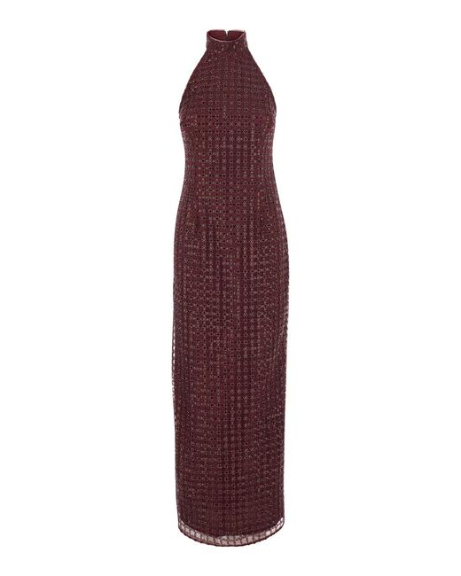 ROTATE BIRGER CHRISTENSEN Purple Dress Halterneck Sequin Polyester