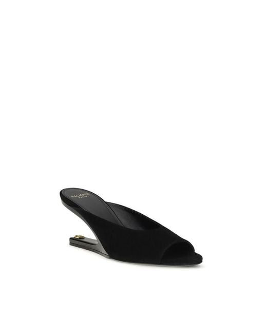 Balmain Black Goatskin Mules