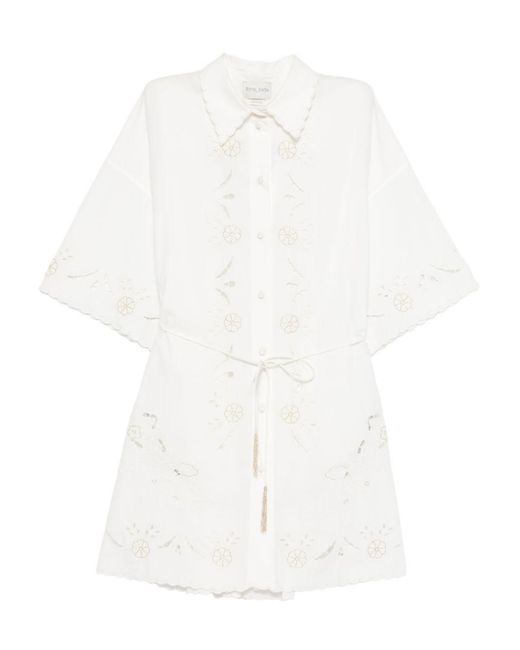 Forte_forte White Embroidered Cotton Shirtdress