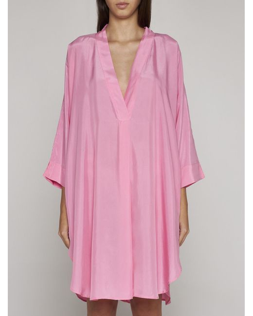 P.A.R.O.S.H. Pink Sunny Silk Habotai Dress