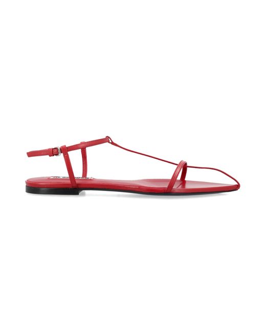 Jil Sander Red Flat Cage Sandals