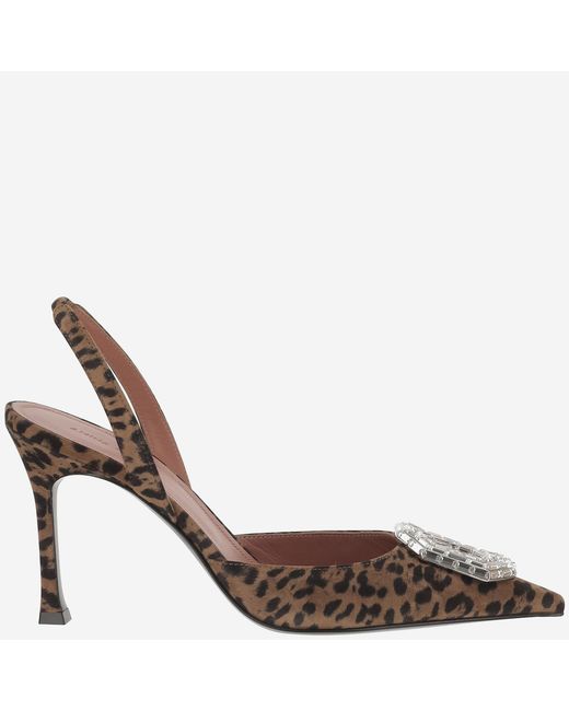 AMINA MUADDI Metallic Camelia Suede Slingback Shoe