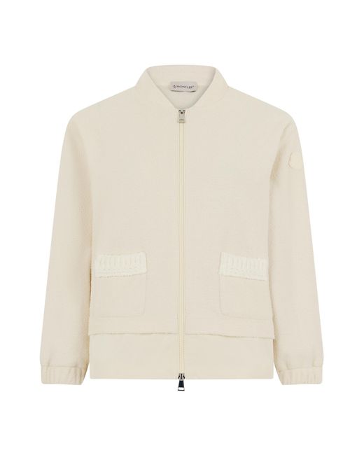 Moncler White Cardigan With Zip Cotton-Blend Cardigans