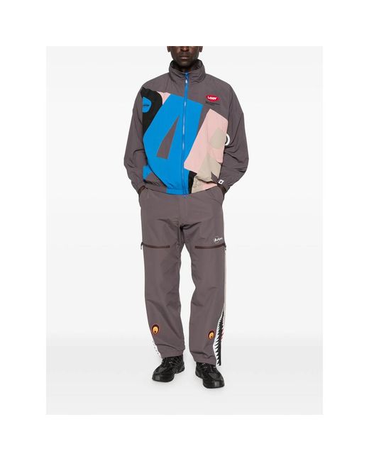 A Bathing Ape Gray Performance Track Pants-Neutrals Polyester for men