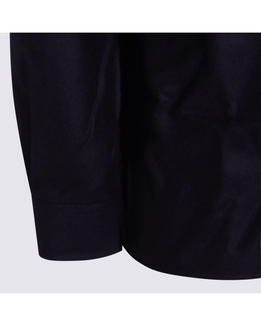 Brunello Cucinelli Blue Wool Shirt for men