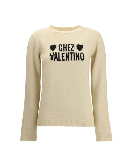 Valentino White Chez Wool Sweater