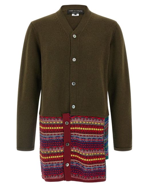 Comme des Garçons Green Jacquard Insert Cardigan for men