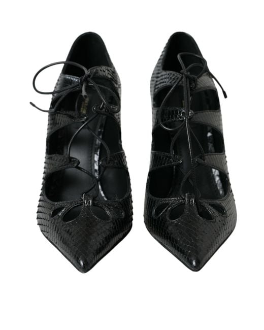 Dolce & Gabbana Black Python Leather Mary Jane Pumps Shoes