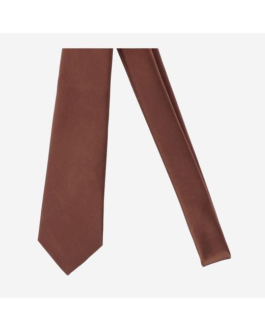 Saint Laurent Brown Tie Silk Satin Ties & Bow for men