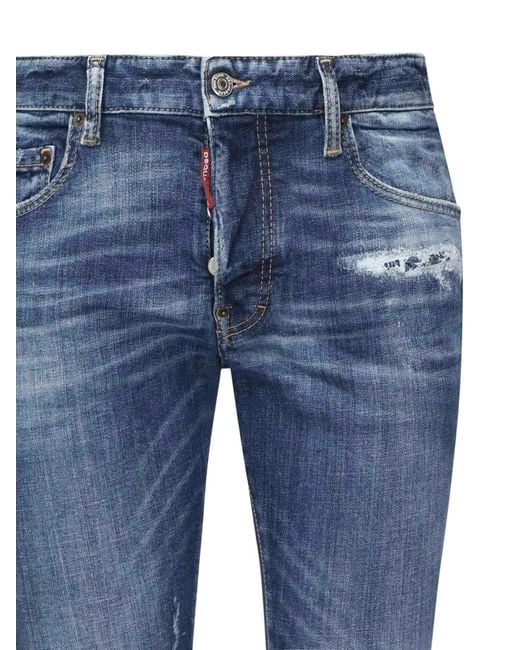 DSquared² Blue Distressed Skater Jeans for men