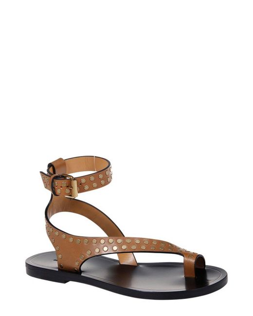 Isabel Marant Brown Jiona Stud-Embellished Ankle Strapped Sandals