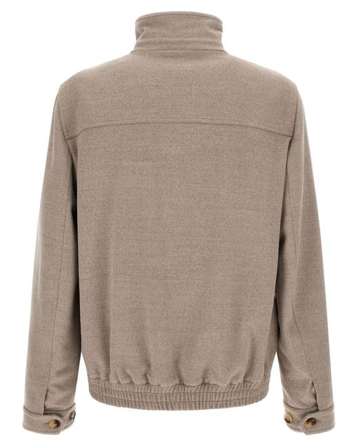 Brunello Cucinelli Brown Virgin Wool Bomber Clothing for men