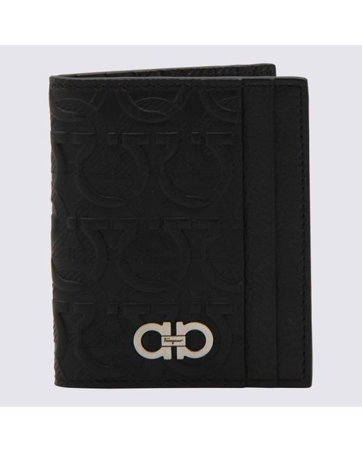Ferragamo Black Leather Gancini Wallet for men