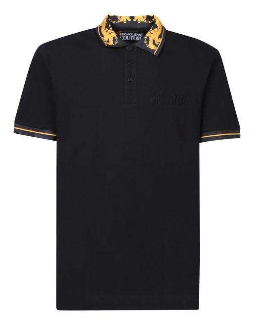 Versace Jeans Couture Baroque Print Black Polo Shirt By for Men | Lyst