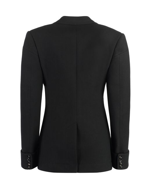 Bottega Veneta Black Cotton Blend Single-Breast Jacket Wool Blazers