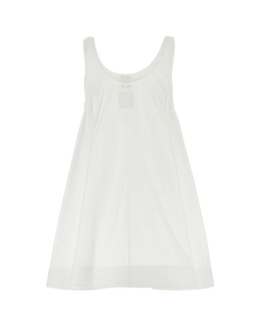 Loewe White Cotton Trapeze Mini Dress