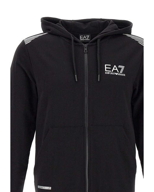 EA7 Blue Organic Cotton Sweatshirt for men