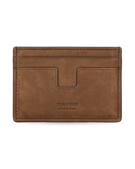 Tom Ford Brown Nubuck Card Holder for men