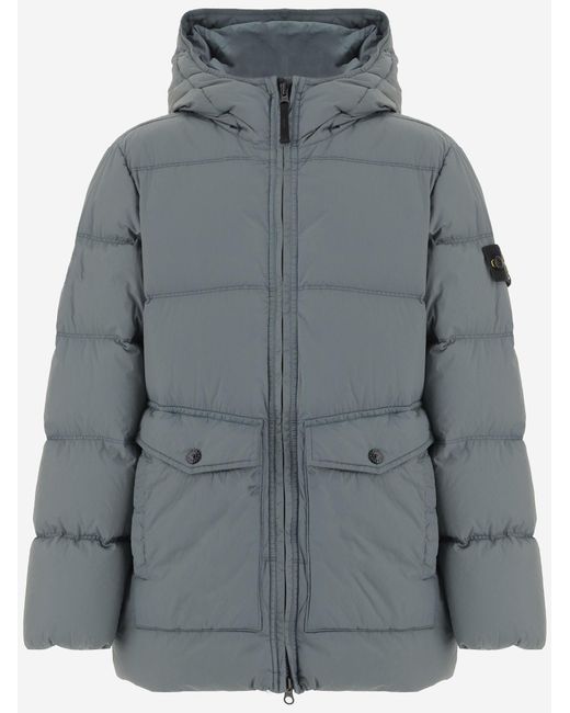 Stone Island Gray Technical Hooded Jacket for men
