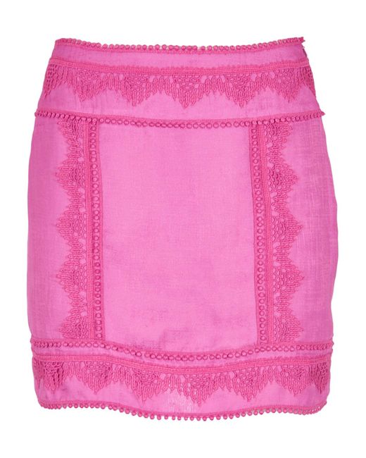 IRO Pink Fringed Mini Skirt