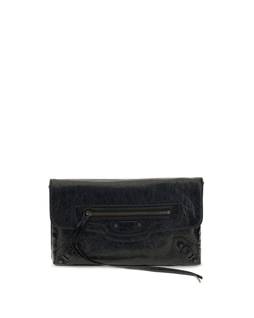 Balenciaga Black Le City Clutch Lambskin Lamb Ovis Aries Clutches