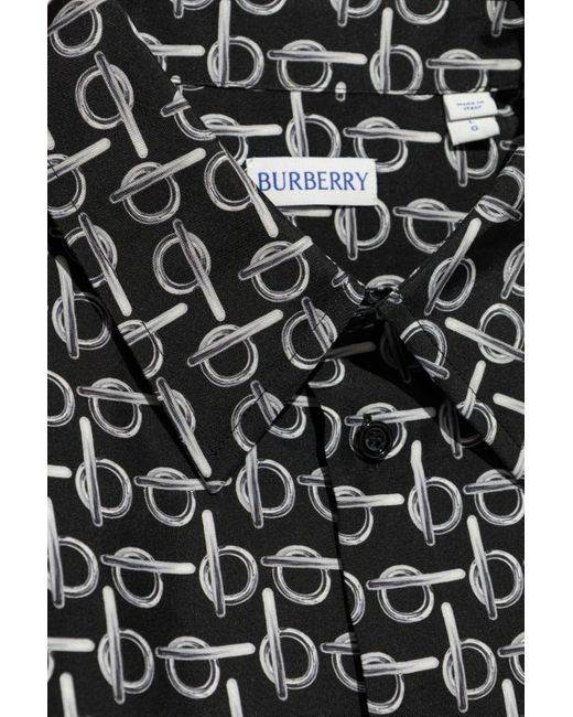 Burberry Black Monogram Printed Short Sleeved Shirt for men