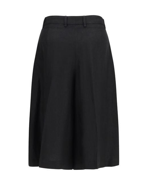 Lardini Black Straight-Leg Bermuda Shorts Twill With Pleats Viscose; Other Fibres