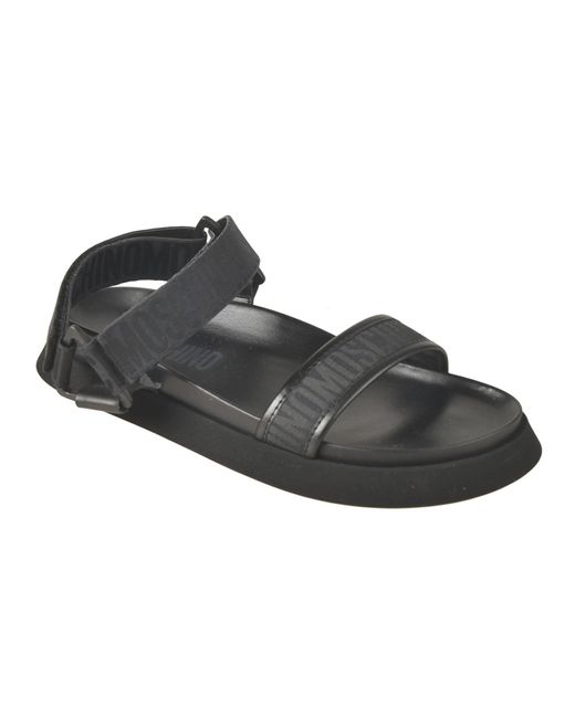 Moschino Black Logo Strap Flat Sandals for men