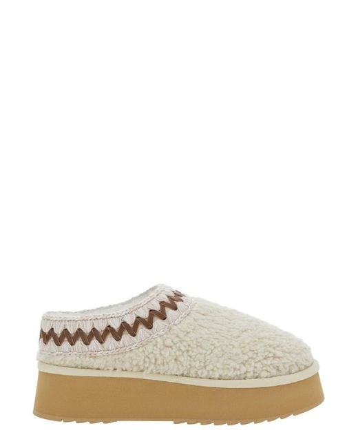 Mou White Mules With Braided Detail Sheep