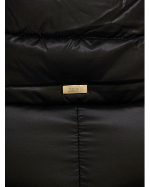 Herno Black Long Down Jacket Tech Fabric Polyamide Puffer