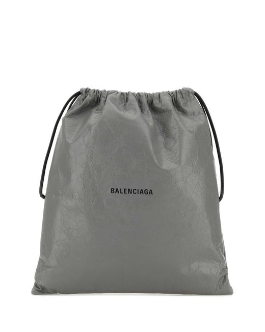 Balenciaga Gray Leather Dust Bag Clutch for men