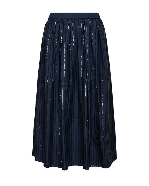Weekend by Maxmara Blue Midi Skirt With Sequins Cotton