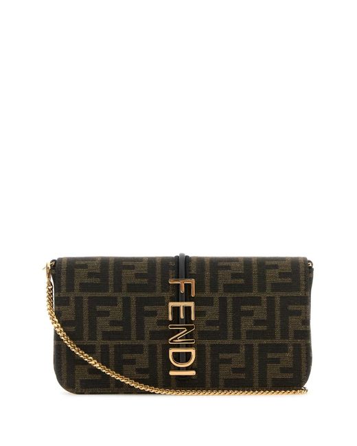 Fendi Black Embroidered Fabric Graphy Wallet