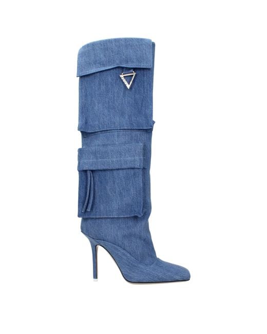 The Attico Blue Denim High Heel Boots