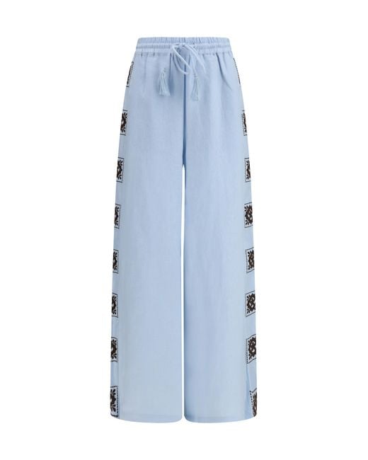 ALÉMAIS Blue Grace Pants Linen