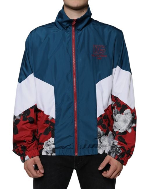 Dolce & Gabbana Blue Polyester Full Zip Jacket Nylon Clothing for men