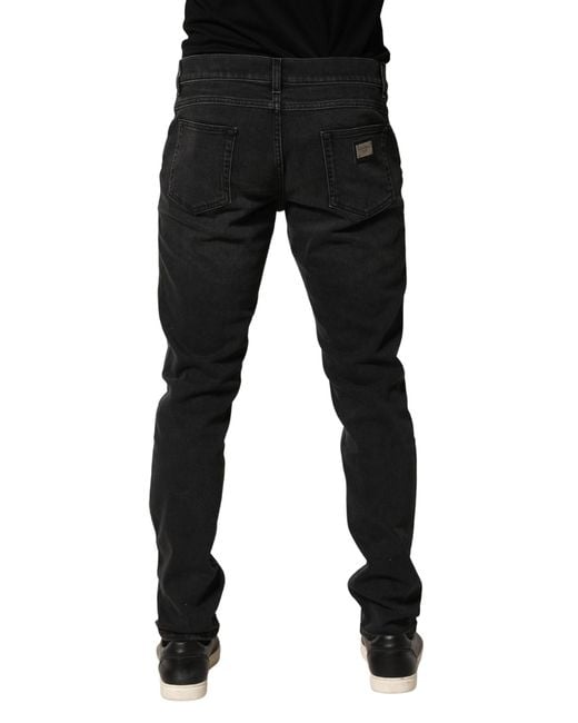 Dolce & Gabbana Black Cotton Stretch Regular Skinnydenim Jeans Elastane Clothing for men