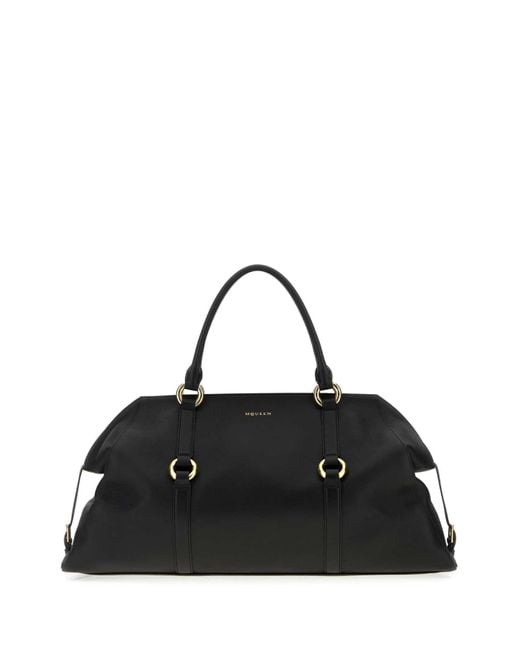 Alexander McQueen Black Leather Farringdon Maxi Handbag for men