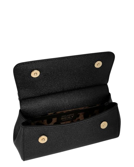 Dolce & Gabbana Black Handbag Sicily Small Grained Leather Handbags